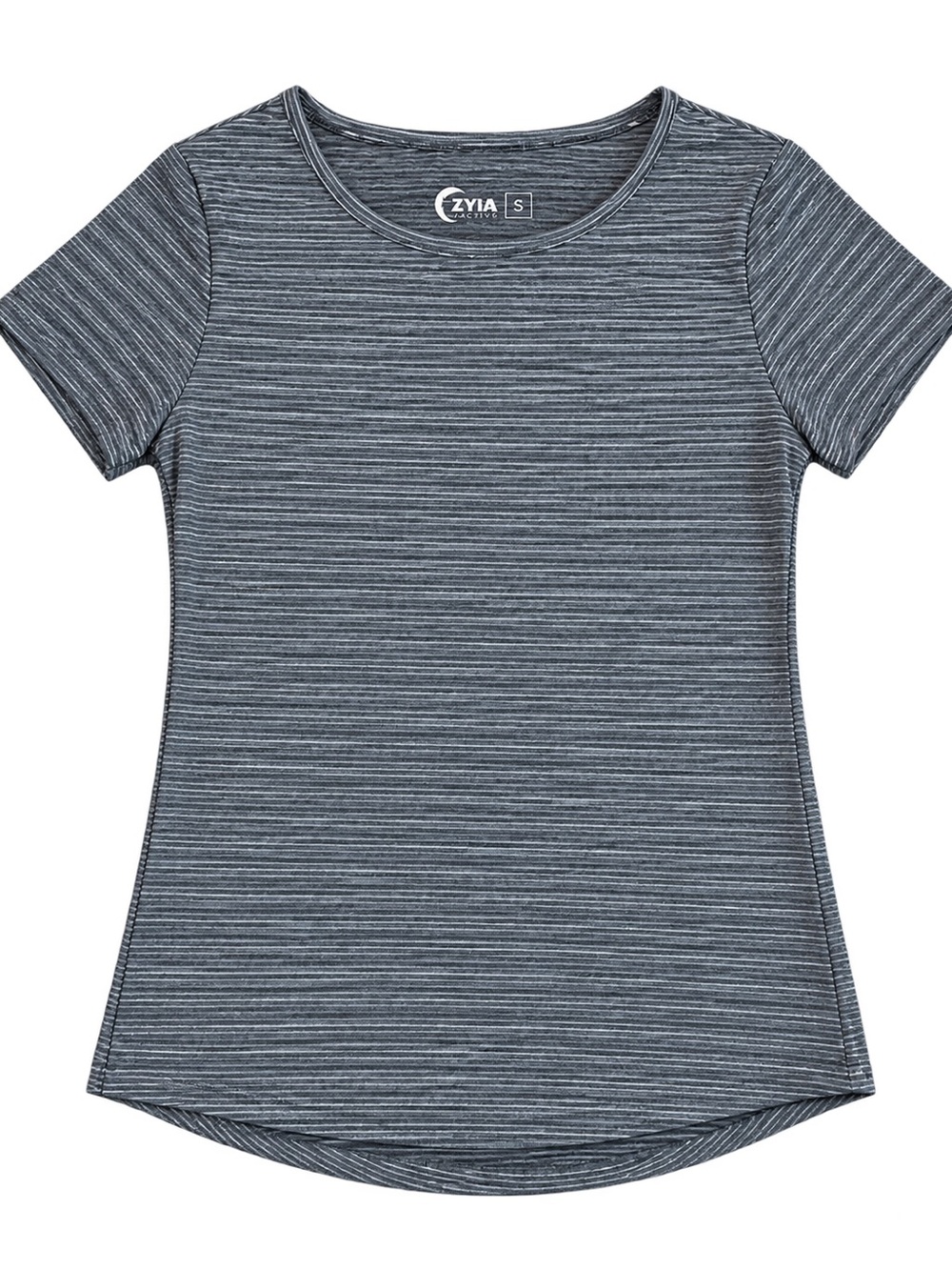 ZYIA Active Charcoal Gray Micro Stripe Performance Tee Size S